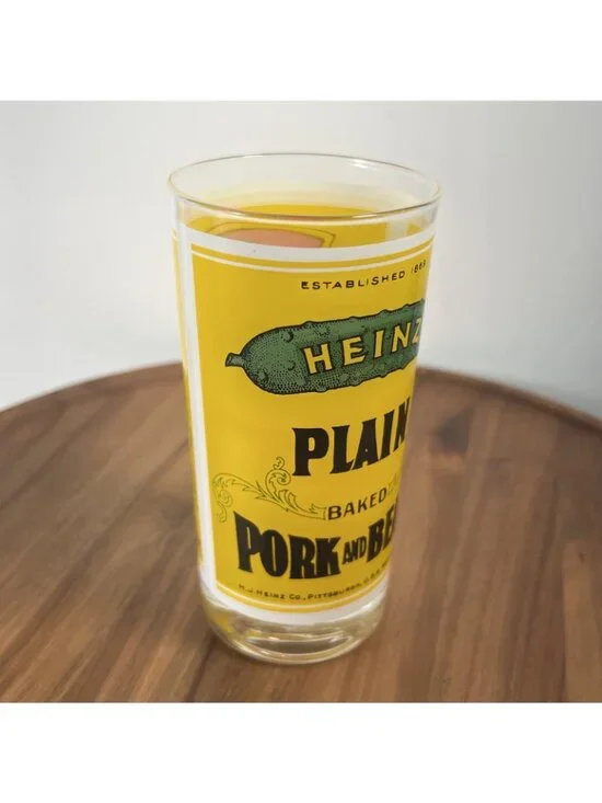 Vintage Pop Art Georges Briard Heinz Baked Beans and Pork Label Beverage Glass - Picture 12 of 13